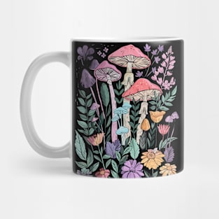 Goblincore Dark Cottagecore Cute Mushroom Purple Floral Garden Mug